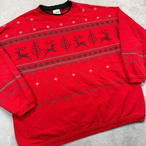 VTG Artisans Screen Printing Sweatshirt Men Large Red Ugly Christmas Made In USA